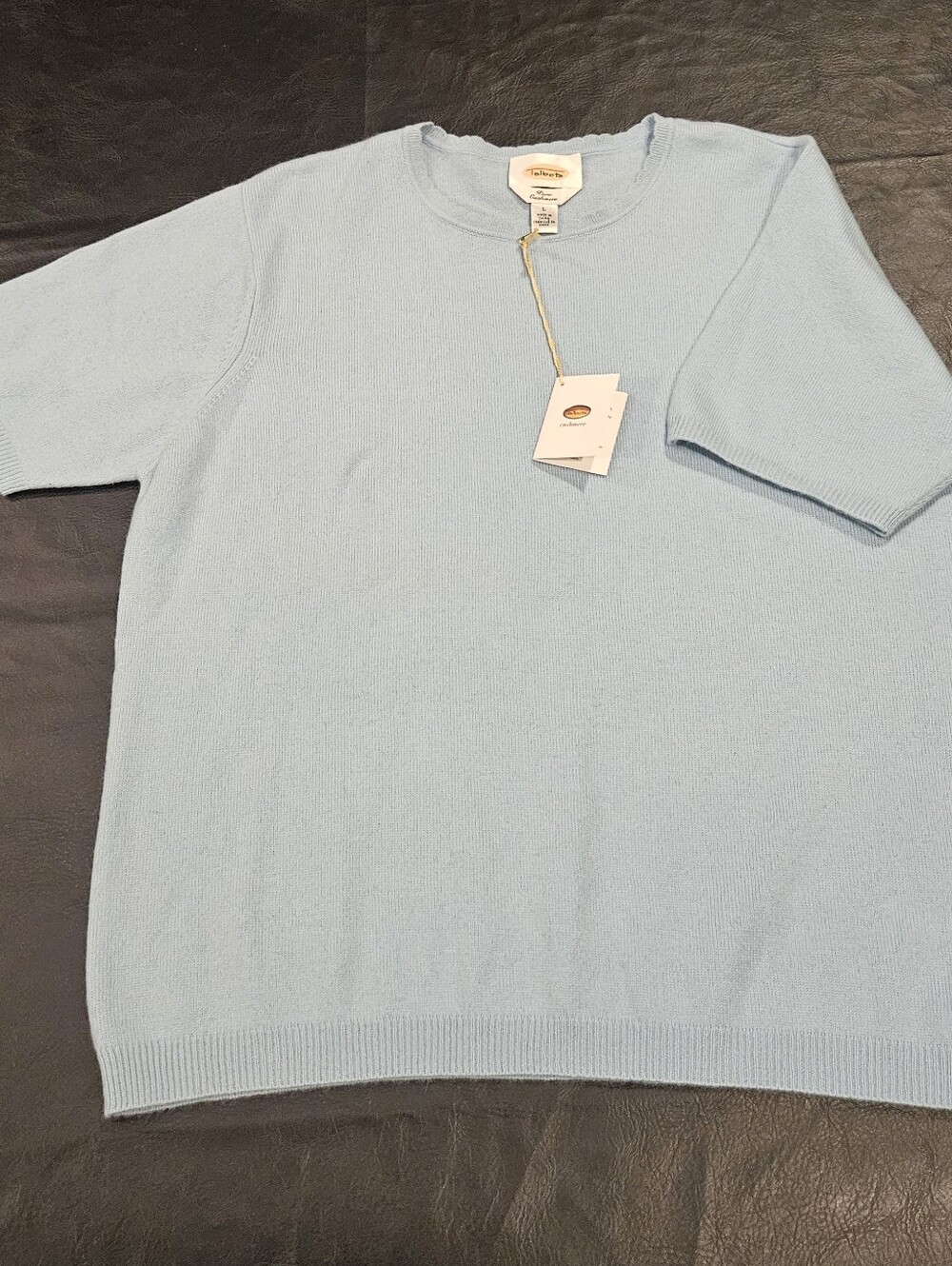 NWT Talbots Light Blue 100% Cashmere Short-Sleeve Sweater